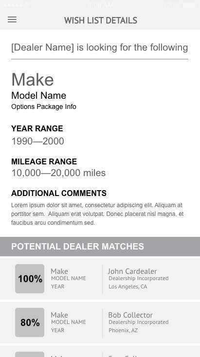 Screen capture of VinBid User Experience Design
