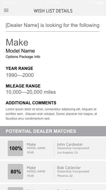 Screen capture of VinBid User Experience Design
