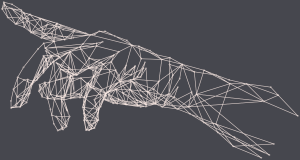image of outlined hand reaching to touch screen