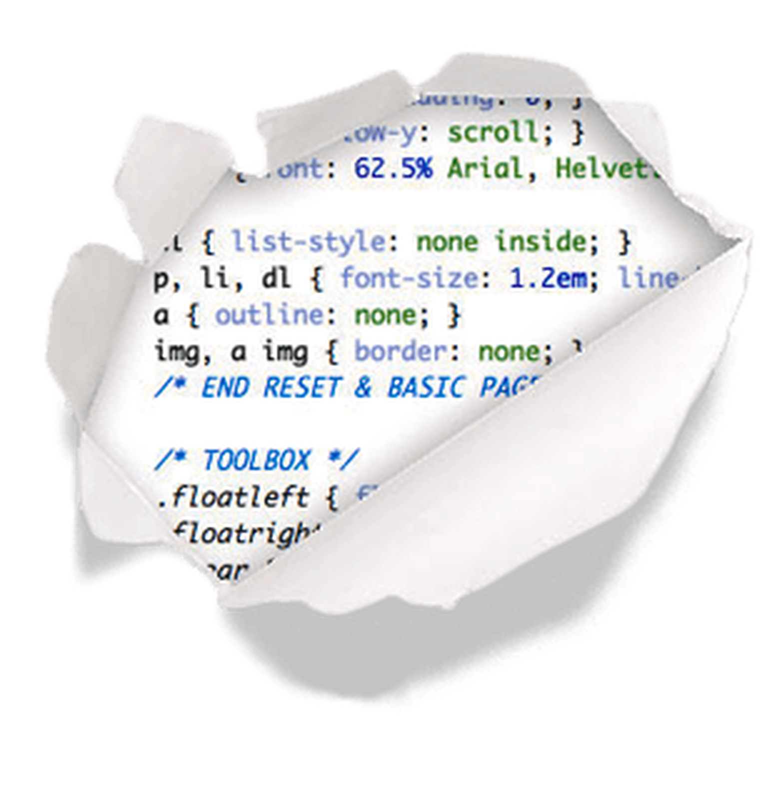 Graphic of screen showing the surface having the source code burst through from behind.