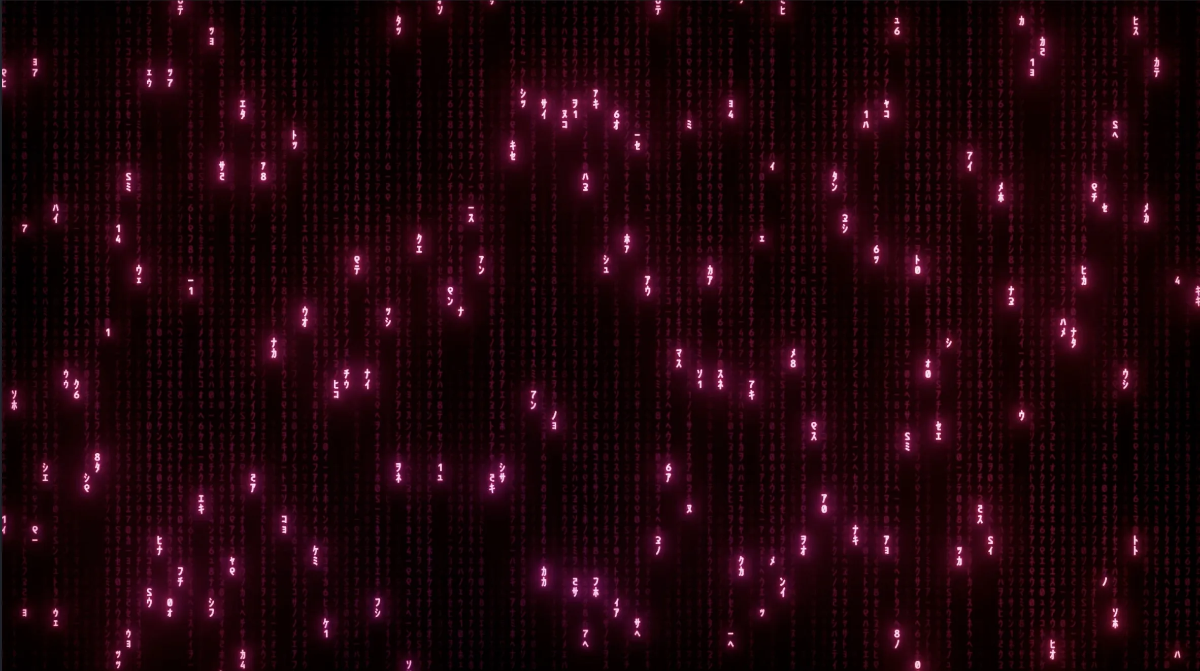 Image of red matrix letters falling down the screen.